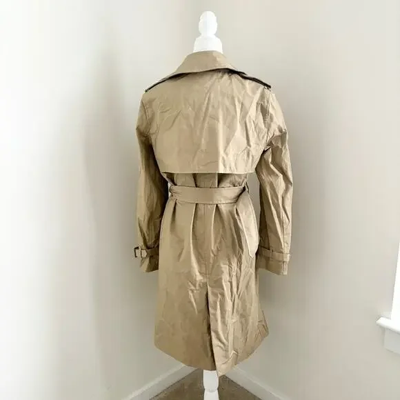 mango - NWT double breasted longline trench coat jacket belted waist tie tan - Picture 6 of 8